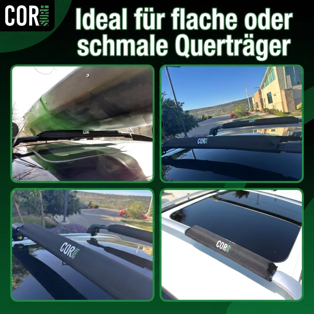 Cuscinetti per portapacchi COR Surf Aero e cinghie di ancoraggio con fibbia a camma antigraffio di alta qualità con combo protettivo in silicone per rack da surf, SUP, canoa e kayak universale