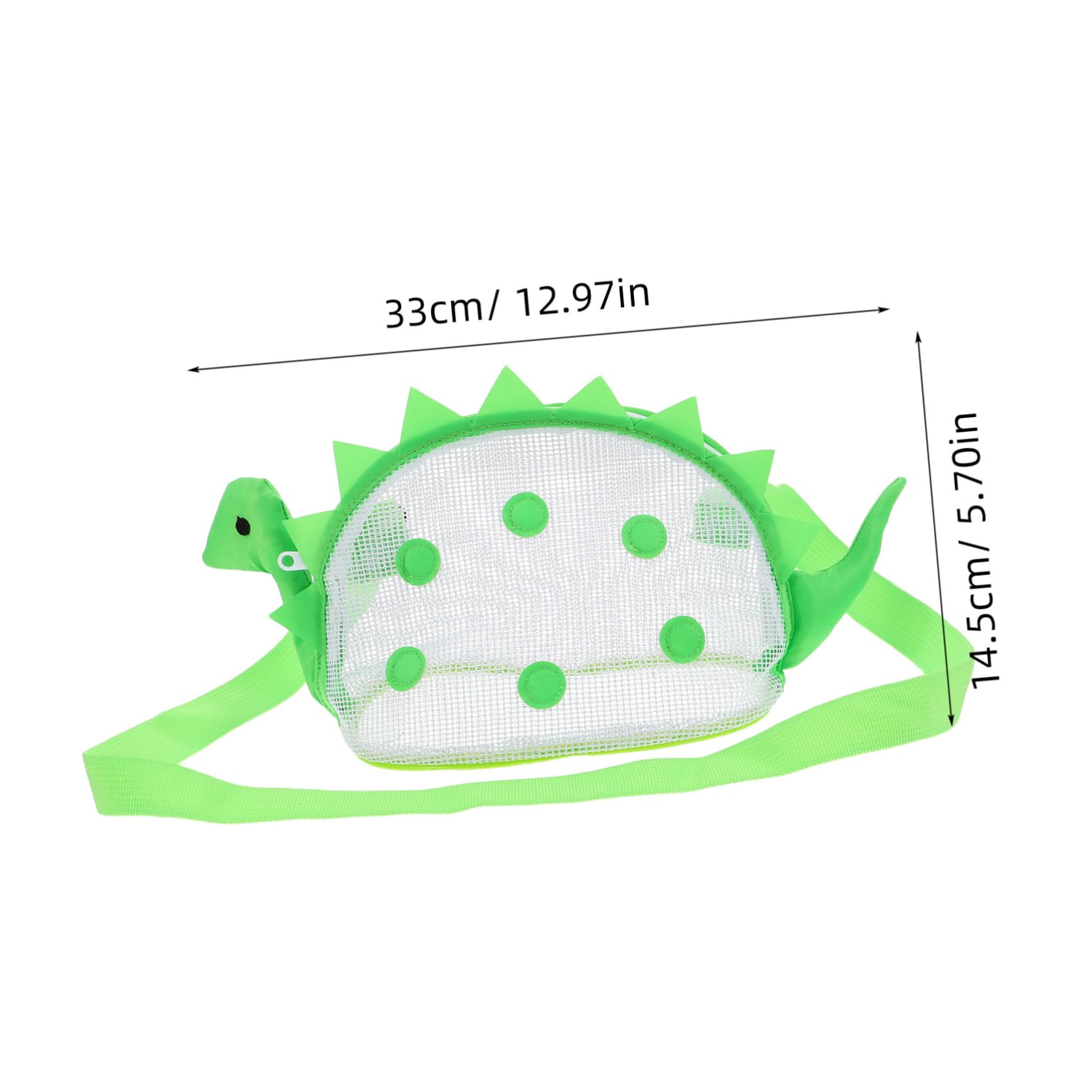 KESYOO Beach Essentials Mesh Bag Fun Cartoon Dinosaur Design Lightweight and Spacious Shell Collecting Bag for Sand Pool Adventures Travel and Easy Organization