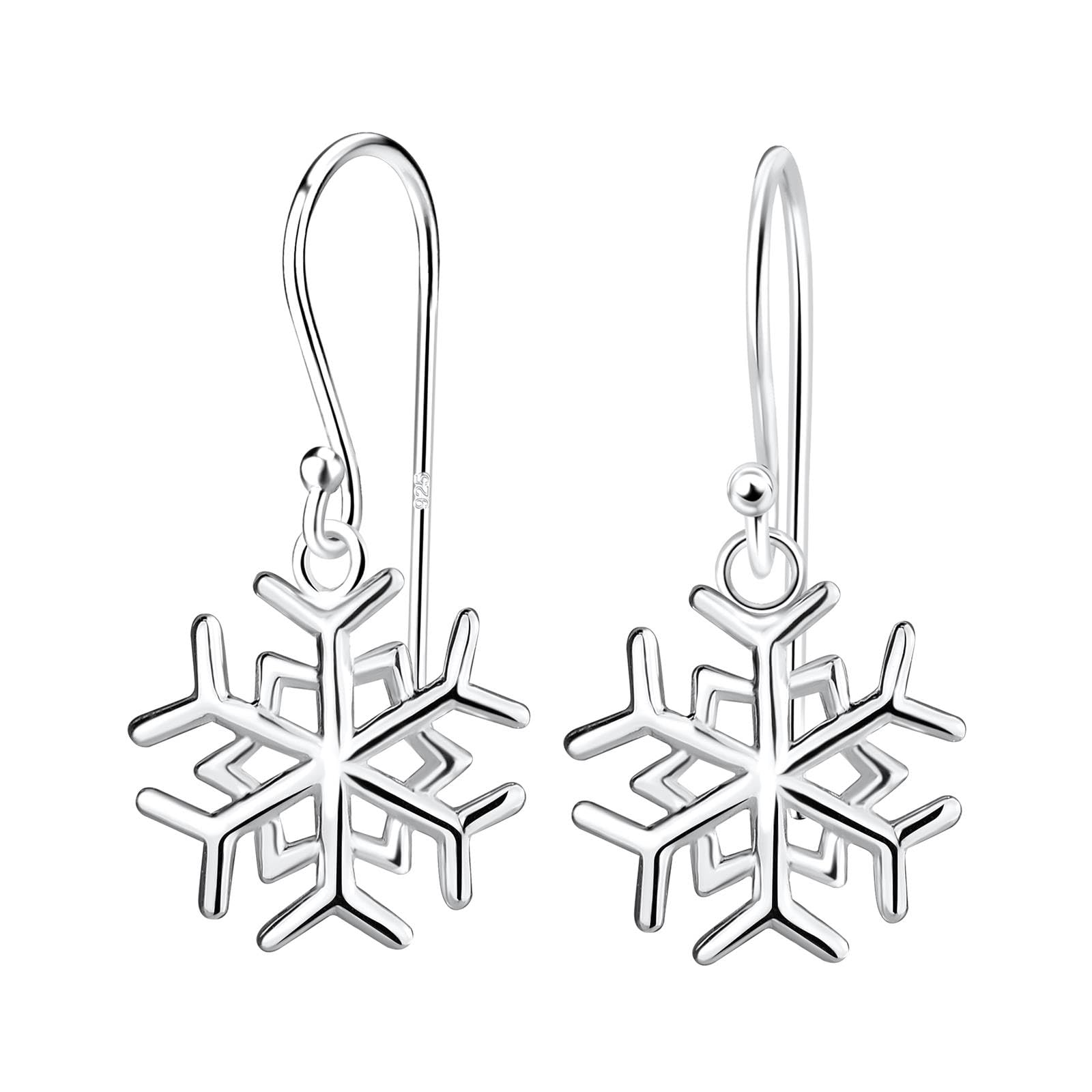 Monkimau Orecchini a bottone con fiocchi di neve, orecchini a bottone, gioielli per orecchie, in argento sterling 925, per donne e ragazze, fatti a mano, ipoallergenici e piccola idea regalo