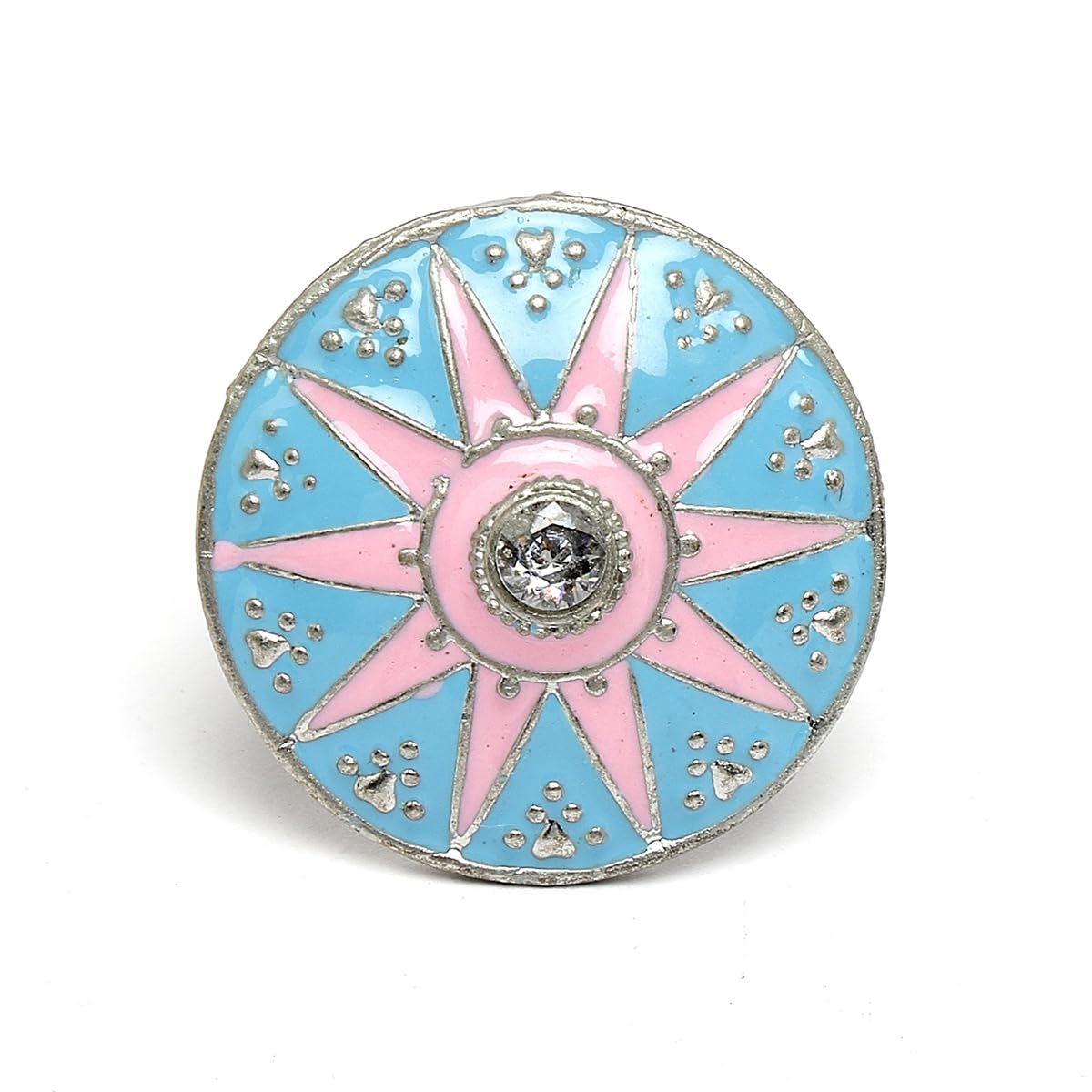 Karatcart Oxidised Silver Star Design Pink and Light Blue Meena Finger Ring for Women (B0CR46F543) Amazon Price History, Amazon Price Tracker