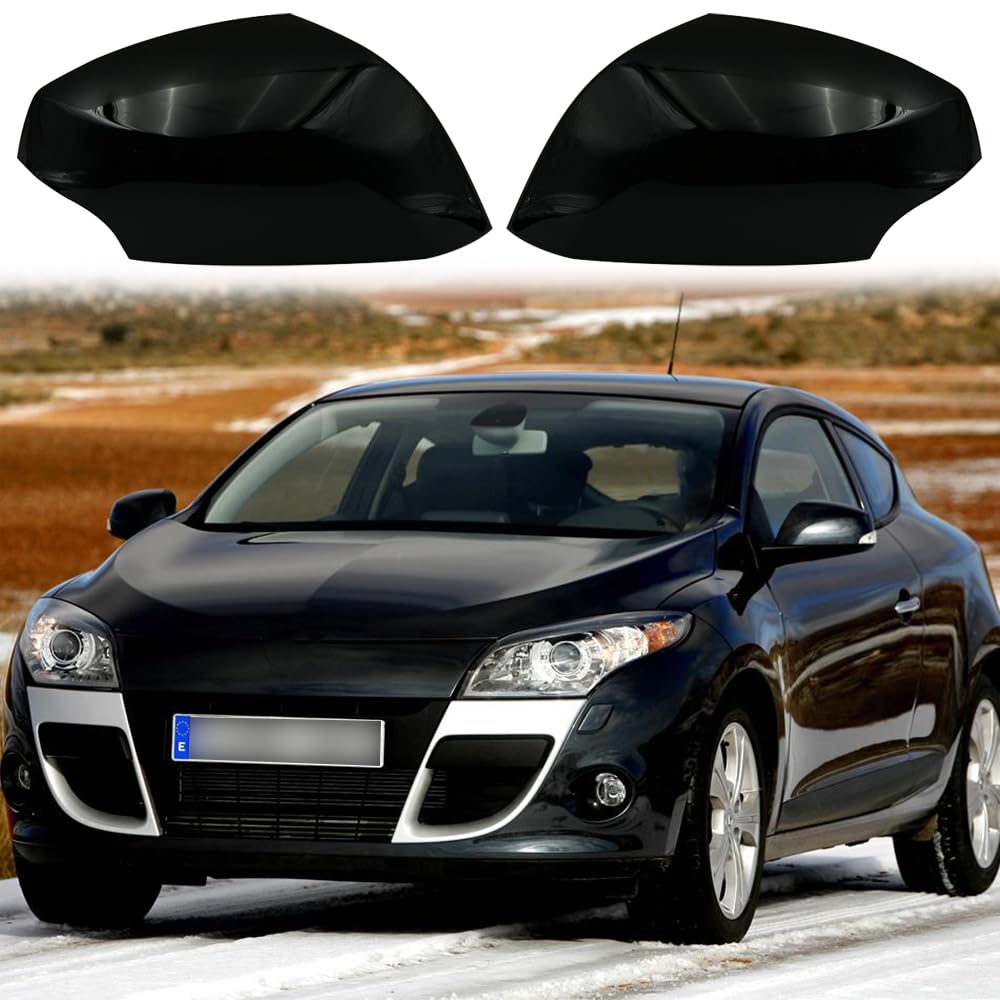 Tappi per Specchietti Nera, Copri Specchietto Retrovisore Auto Coppia Calotte Specchio Destra + Sinistra Sostituzione per Renault Megane MK3 2008-2016