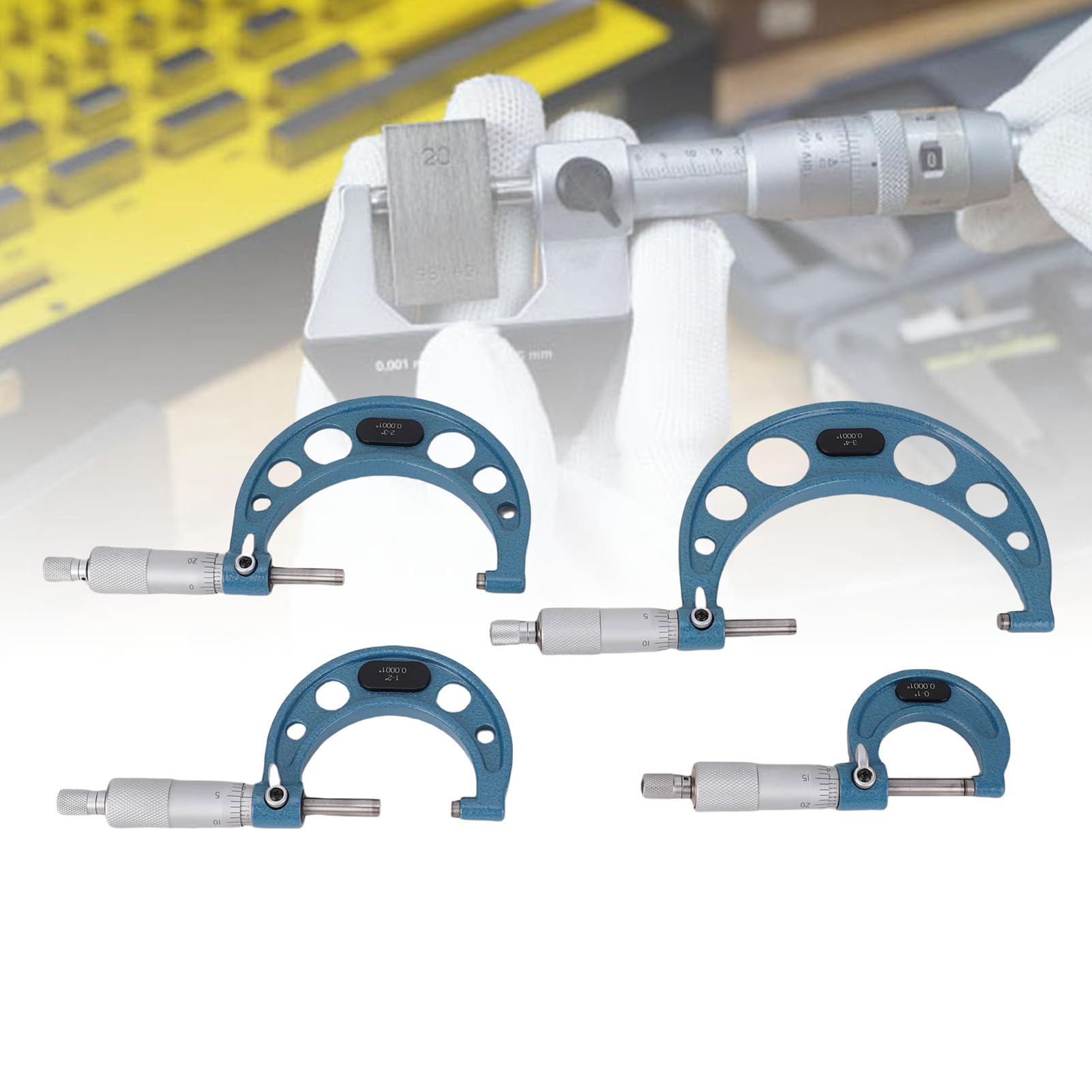 banapoy 4-teiliges Außenmikrometer-Set, 0-4 Zoll 0,0001 Zoll Graduierung, Maschinisten-Mikrometer mit Aufbewahrungskoffer, Zur Messung von Länge, Durchmesser, Dicke