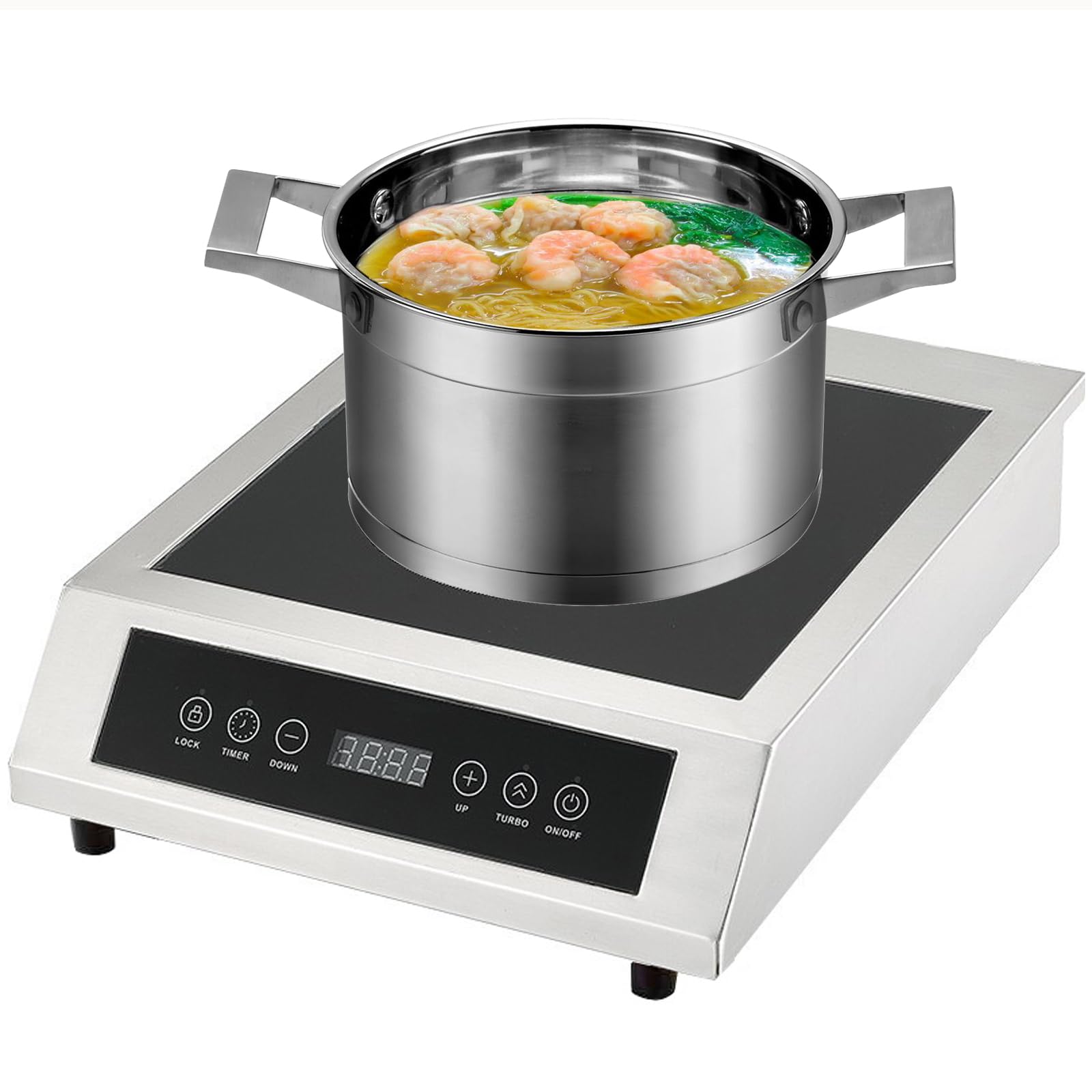 3500w Portable Electric Induction Hob, Commercial Induction Cooktop Load Capacity 110lb, 9 Power Levels Induction Cooktop, Professional Ceramic Portable Stainless Steel Hot Plate With 4 Hours Timer