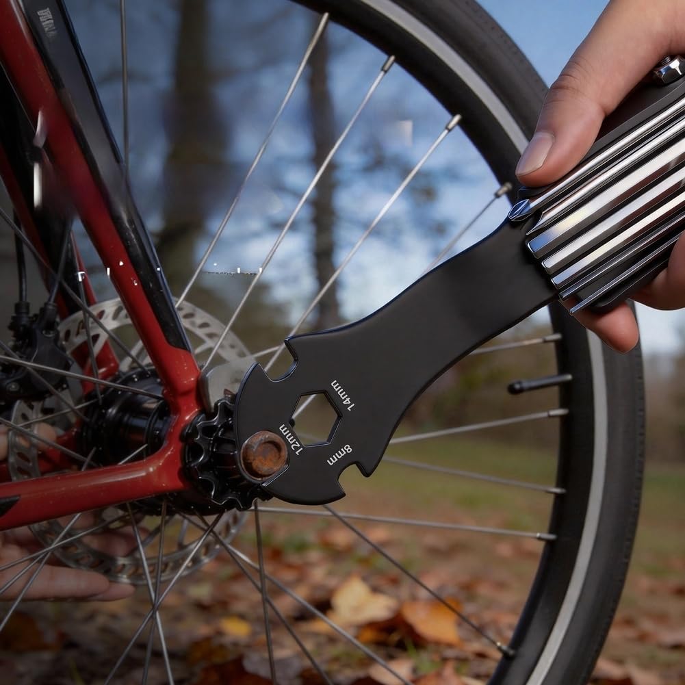 11-in-1 Faltbares Inbusschlüssel Set aus Chrom-Vanadium-Stahl, Mehrwerkzeug für Fahrrad Wartung und Reparatur mit 2mm bis 14mm Größen