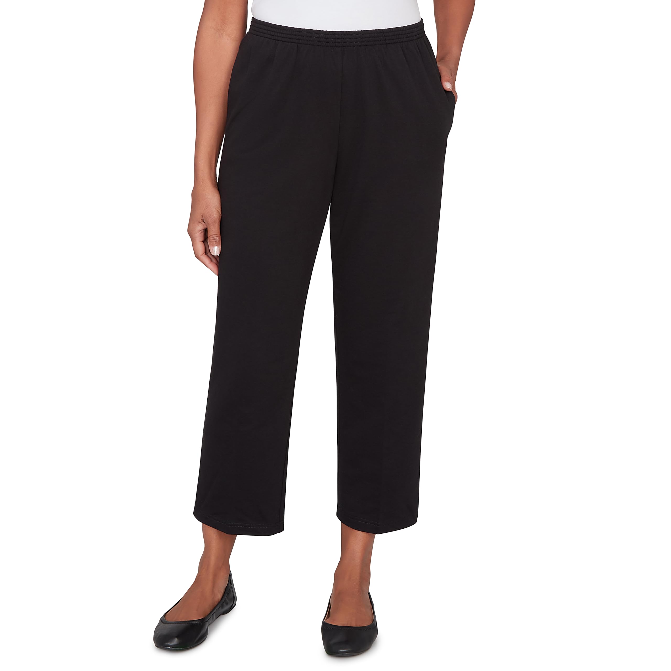 Alfred Dunner Womens Petite Classic French Terry Average Length Pant Size PM Heather Grey