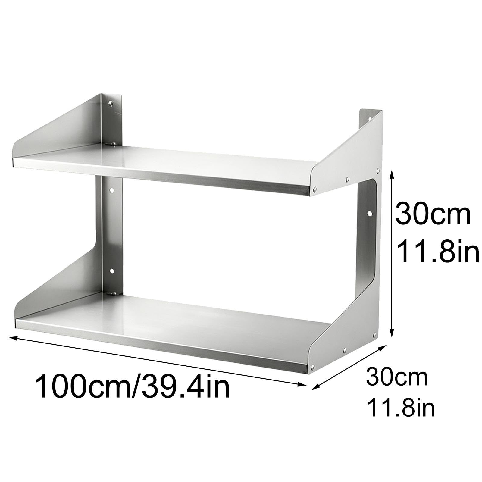 Mensola da Parete a 2 Livelli, Acciaio Inox 304 Supporto Carico 75kg