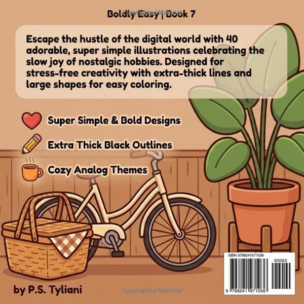 Analog Soul: A Bold and Easy Coloring Book for Adults with Cozy, Simple, and Nostalgic Hobbies for Relaxation (Boldly Easy) image 3