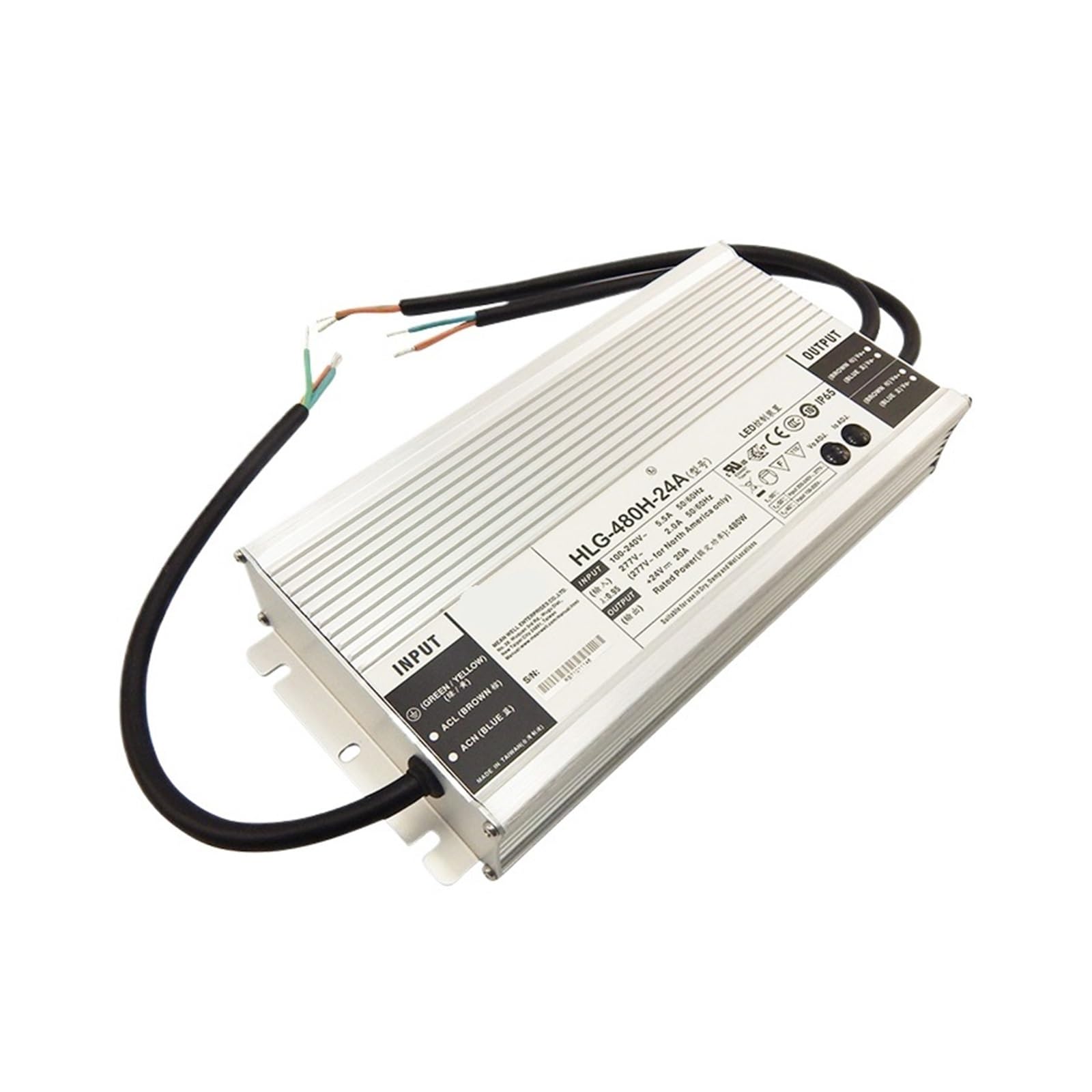 CLEUFWKO IP67 HLG480W Driver HLG-480H-24A Single Output 24V Adjustable Switching Power Supply