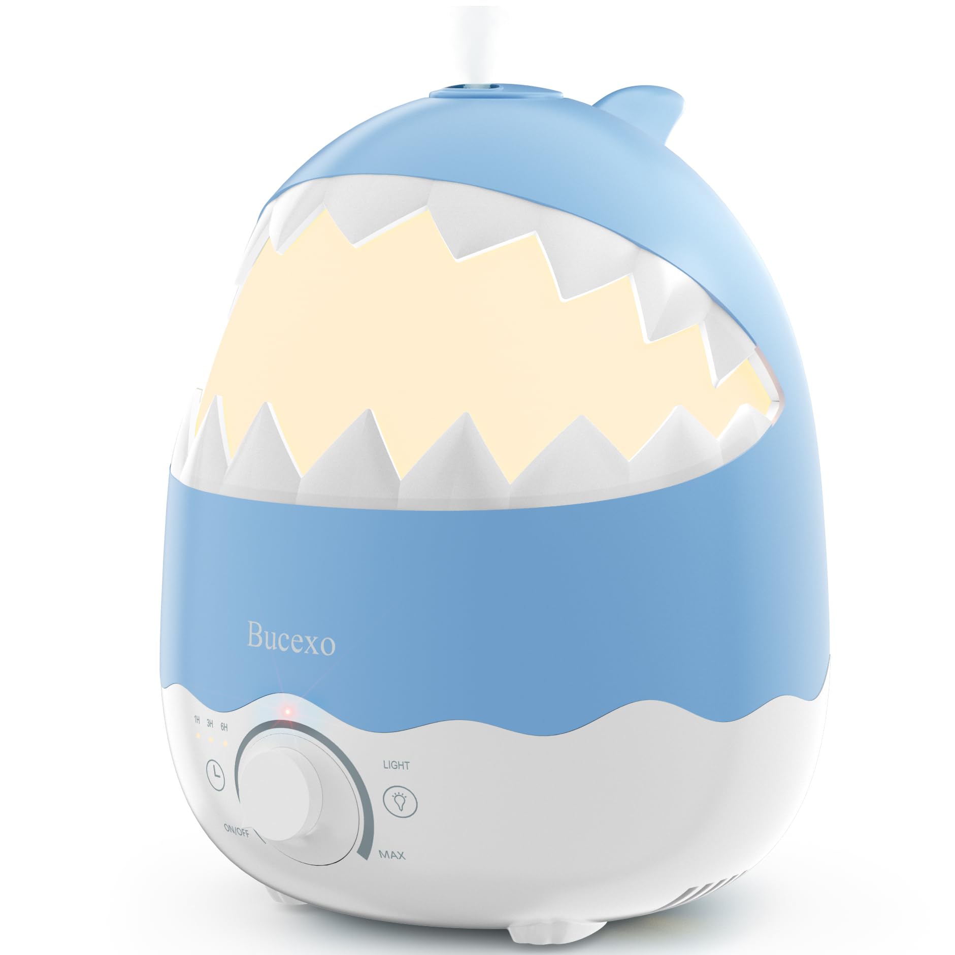 Humidifiers for Baby Bedroom, Cool Mist Humidifier for Kids Nursery, Air Humidifier with Essential Oil Diffuser and Night Light, Timer, BPA Free, 1.6L, Up to 40Hours, Shark, Ideal for baby