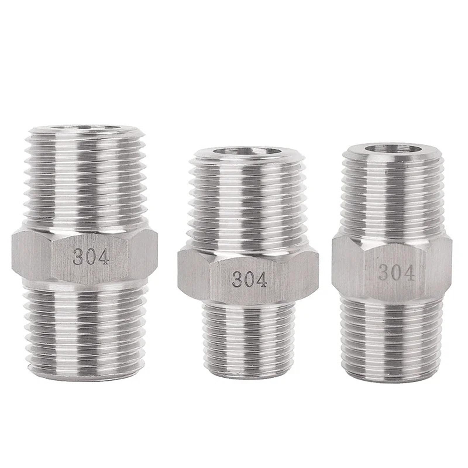 1/8" 1/4" 3/8" 1/2" 3/4" 1" NPT Male Thread 304 Stainless Steel Hex Nipple High Pressure Pipe Fitting Connector Coupler(BSPP Thread,1 to 1I2) Barb Fittings
