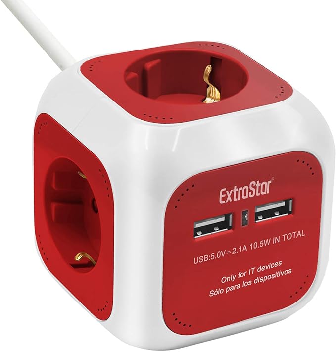 EXTRASTAR DE-Typ Power Cube 4-Fach Steckdosenwürfel mit 2 USB ... EXTRASTAR DE-Typ Power Cube 4-Fach Steckdosenwürfel mit 2 USB ...