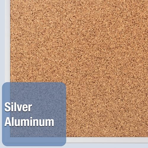 Image of Quartet Cork Bulletin Board, 5 x 3 Feet, Corkboard, Aluminum Frame (2305)