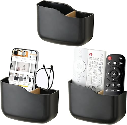 SUNFICON Soportes de control remoto de montaje en pared, paquete de 3 soportes adhesivos para reproductor multimedia, organizador universal para