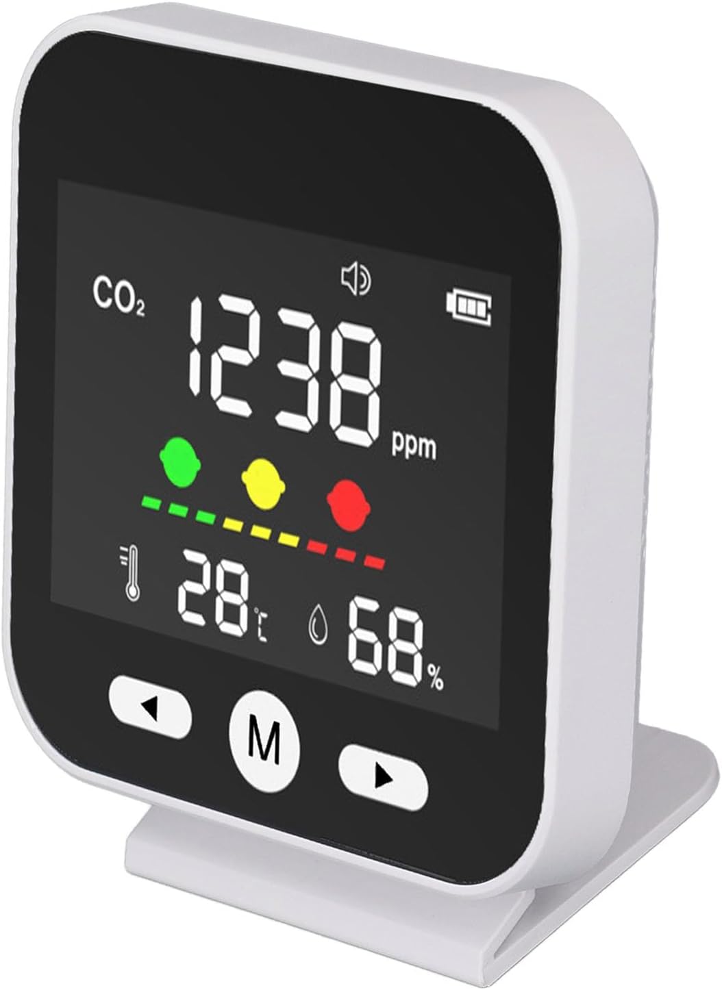 Quality with High Accuracy CO2 Temperature Humidity Detector for Desk, 400-5000ppm CO2 Quality Tester, Desktop