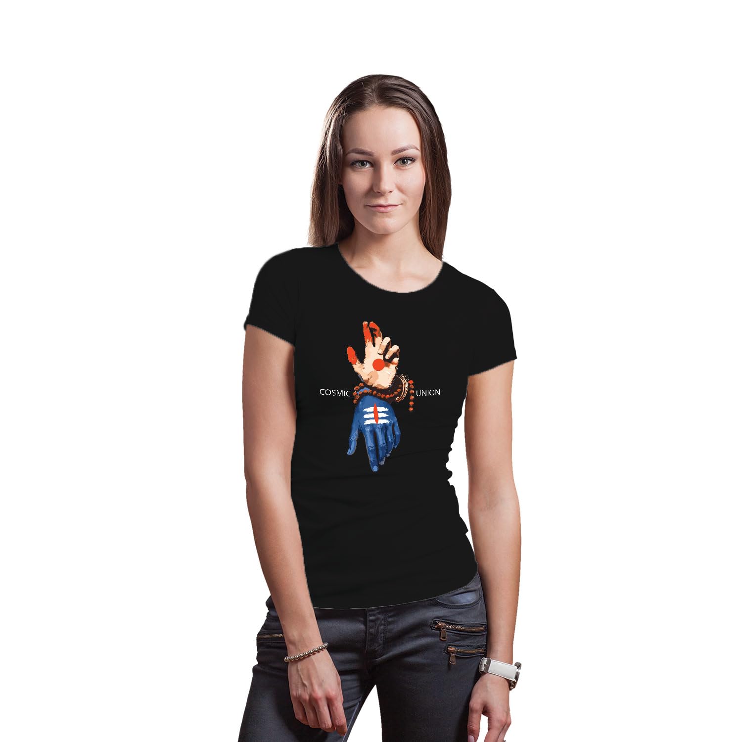 tantra Cosmic Union Graphic Printed Premium Cotton Women's T-Shirt Casual Regular Fit Original Since 1997-picture-10