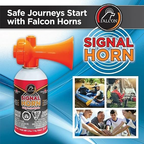 Falcon Safety Signal Horn, Air Horn Loud Audible Signal for Boating & Outdoor Safety
