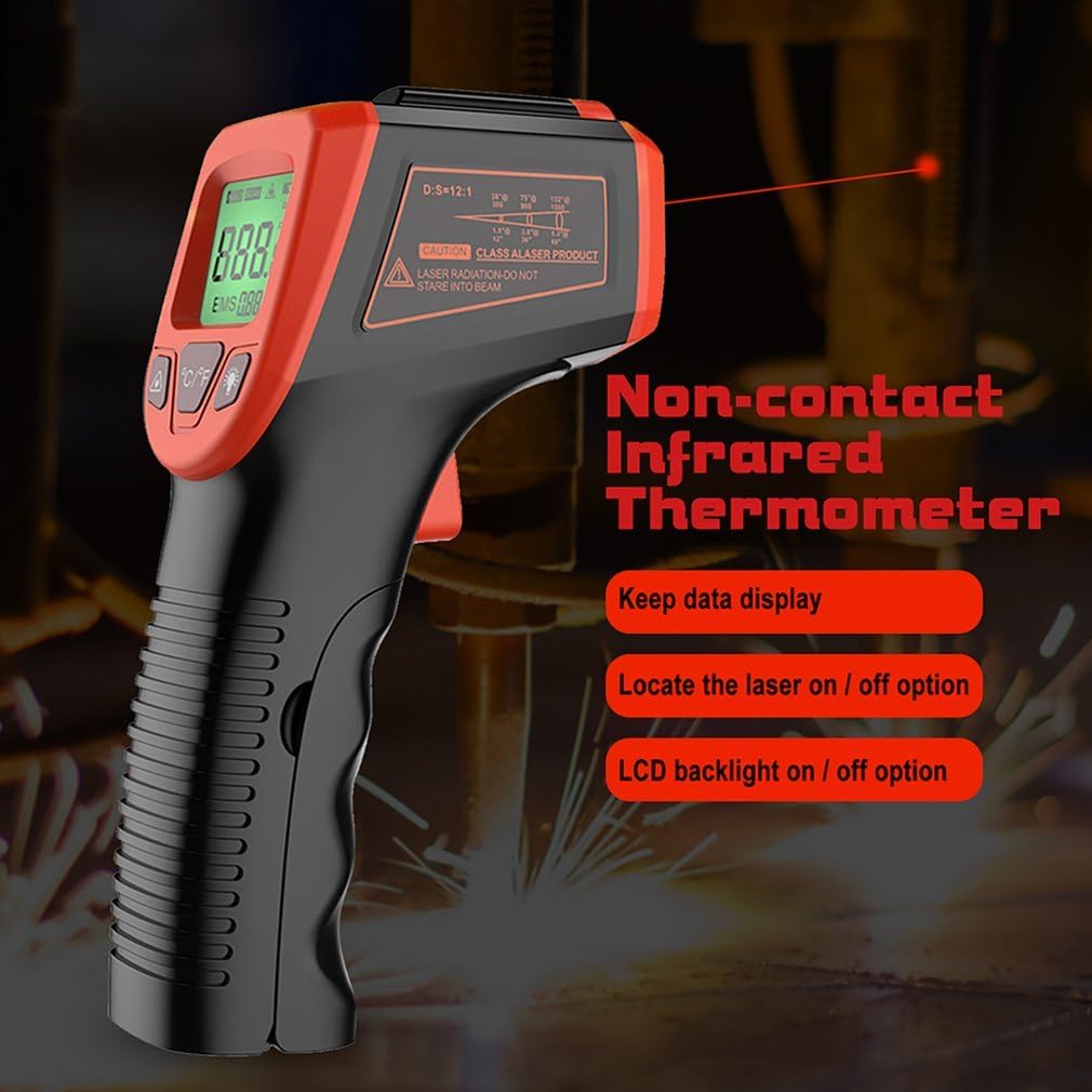 Termometro Infrarossi Senza Contatto a Pistola Laser Digitale LCD -50°C a 600°C per Cucinare Grigliare Forno Pizza