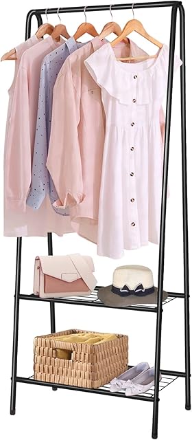 Youyijia Clothes Rail Small Clothe Rack Heavy Duty Metal Garment Rack 60cm x 151cm Garment Rail with Shelves Coat Stand Hanging Rail for Clothes (Black)