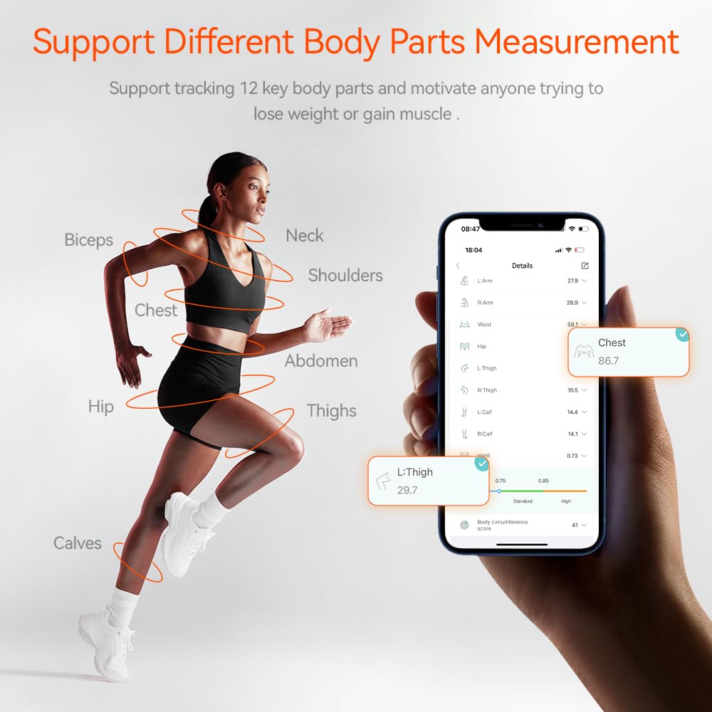 Mètre Ruban Connecté Premium – Affichage LED HD, Rechargeable USB, Précision 0,1 cm – App Mobile Fitdays – Mesure Corps, Sport & Fitness (Biceps, Taille, Hanches, Cuisses, Mollets…)