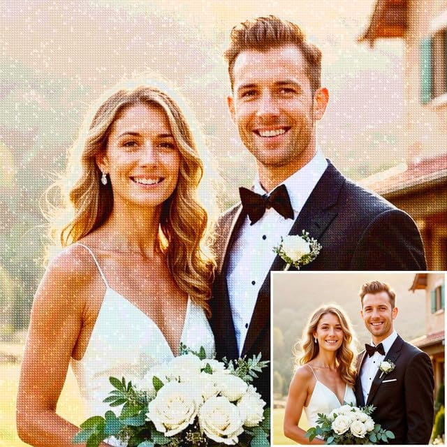 Rainsar Custom Diamond Painting Kit, Personalized 5D Diamond Art from Photo, DIY 5D Full Drill Crystal Rhinestone with Complete Tools, Wedding Anniversary Valentine's Day Gift, 70x90cm