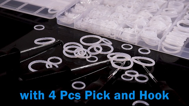 Image of ZDBB 32 Size 1228 PCS Silicone O-Ring Kit, White Oil and Heat Resistant VMQ Seal O-Ring Washer Set for Sealing Faucets and Plumbing with Hook and Pick