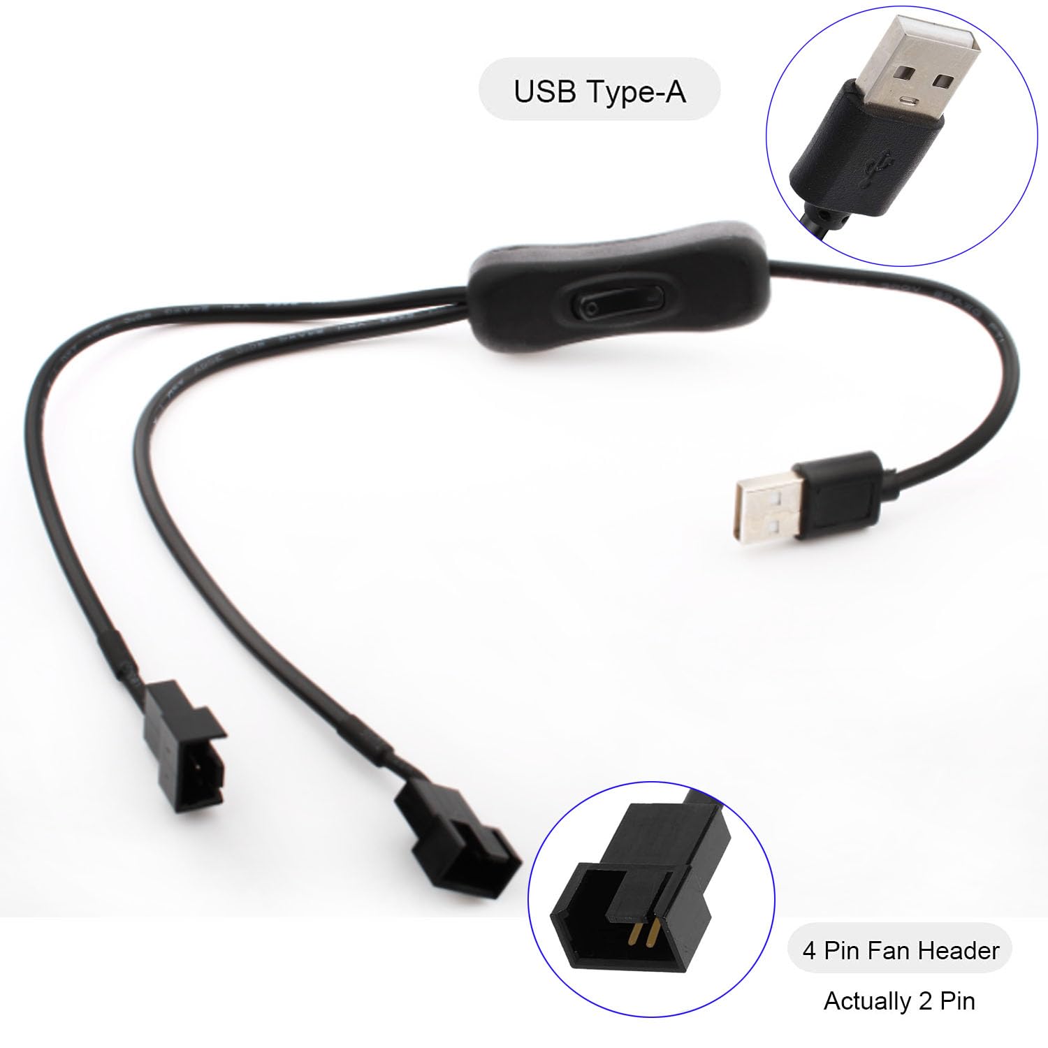 RUNCCI-YUN 3pezzi Cavi Ventole PC 4 pin, Cavo ventola da DC a 4 pin/3 pin Splitter da 1 a 3 Vie DC a Connettore Ventola,adattatore ventola DC,Cavo