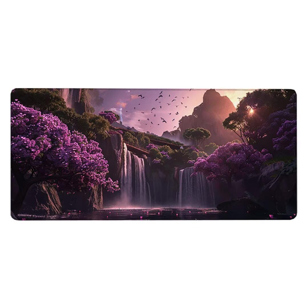 Tappetino Mouse XXL 1200x600 Tappetino Mouse Gaming Oversize, Copritavolo di Grandi Tappetino Scrivania, pour Enorme da Tavolo e Scrivania, Lavabile Mouse Pad Sottomano Scrivania, (Viola, Autunno) E-D
