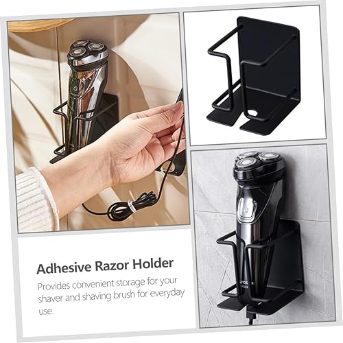 Miniatura 2 de HOMSFOU Soporte para maquinilla de afeitar de montaje en pared, gancho de enchufe eléctrico, organizador de soporte de afeitadora de pared, colgador