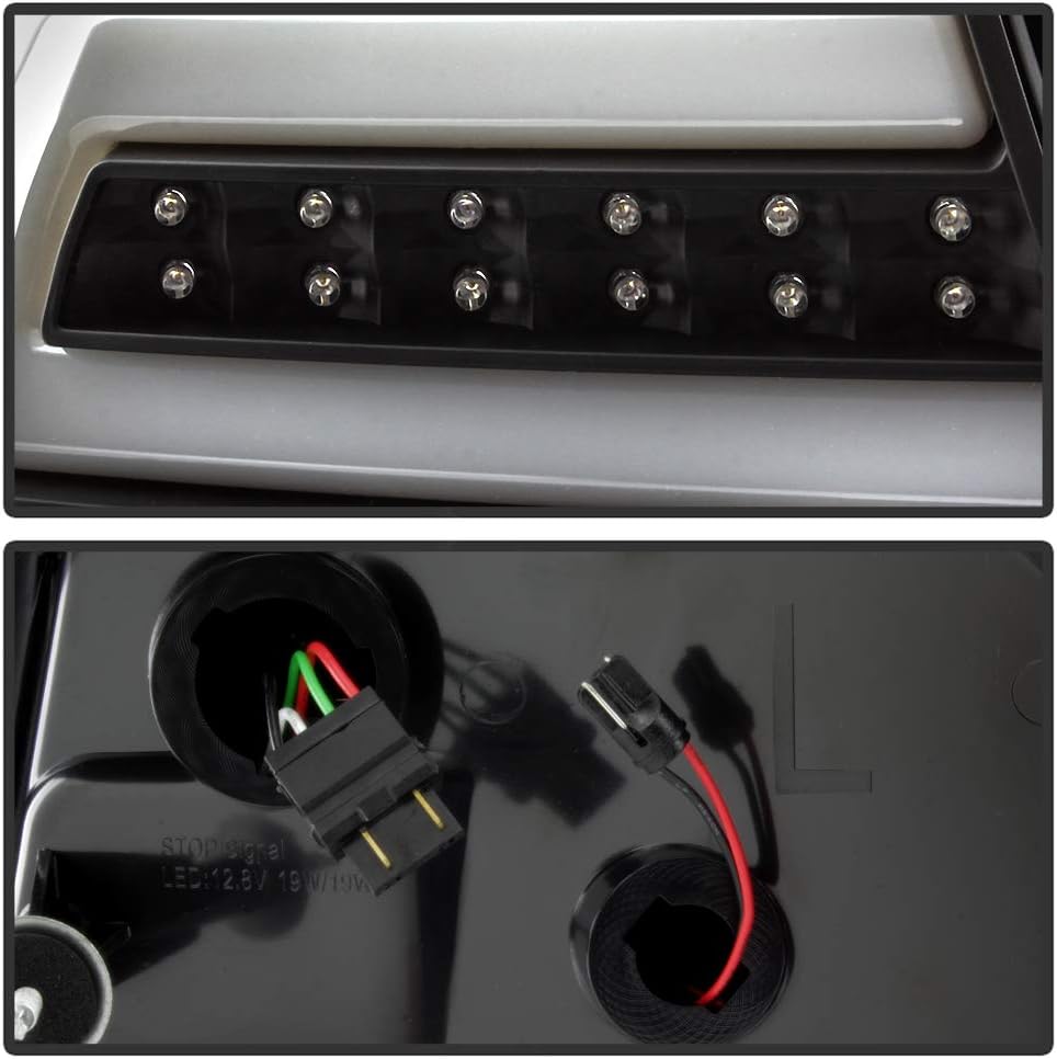 ACANII - For 2006-2013 Chevy Impala Black Dual LED Tube Tail Lights Brake Lamps Replacement Driver & Passenger