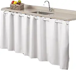 Cortina pra Pia Microfibra 2,80M x 80CM Cozinha e Lavanderia Simples Cores Vivas Revenda (BRANCO)