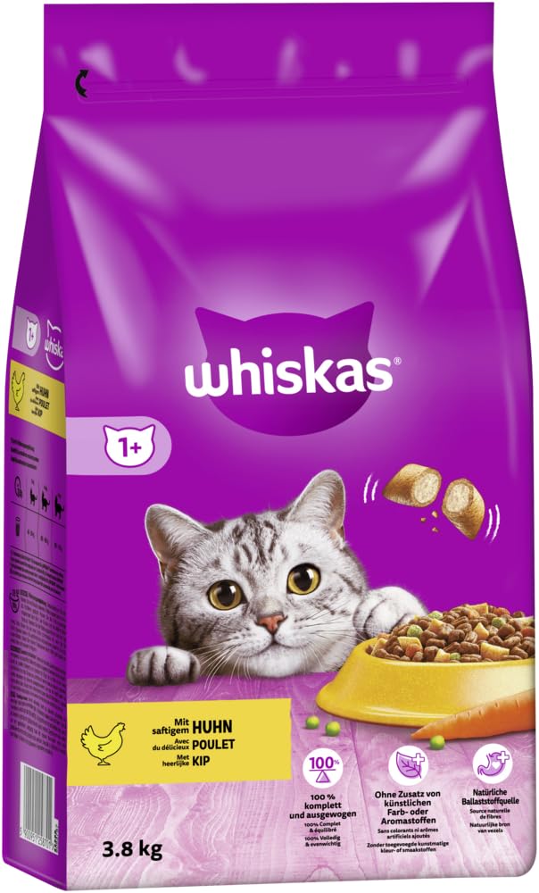 WHISKAS Beutel Trocken Adult 1+ mit Huhn 3 x 3,8kg