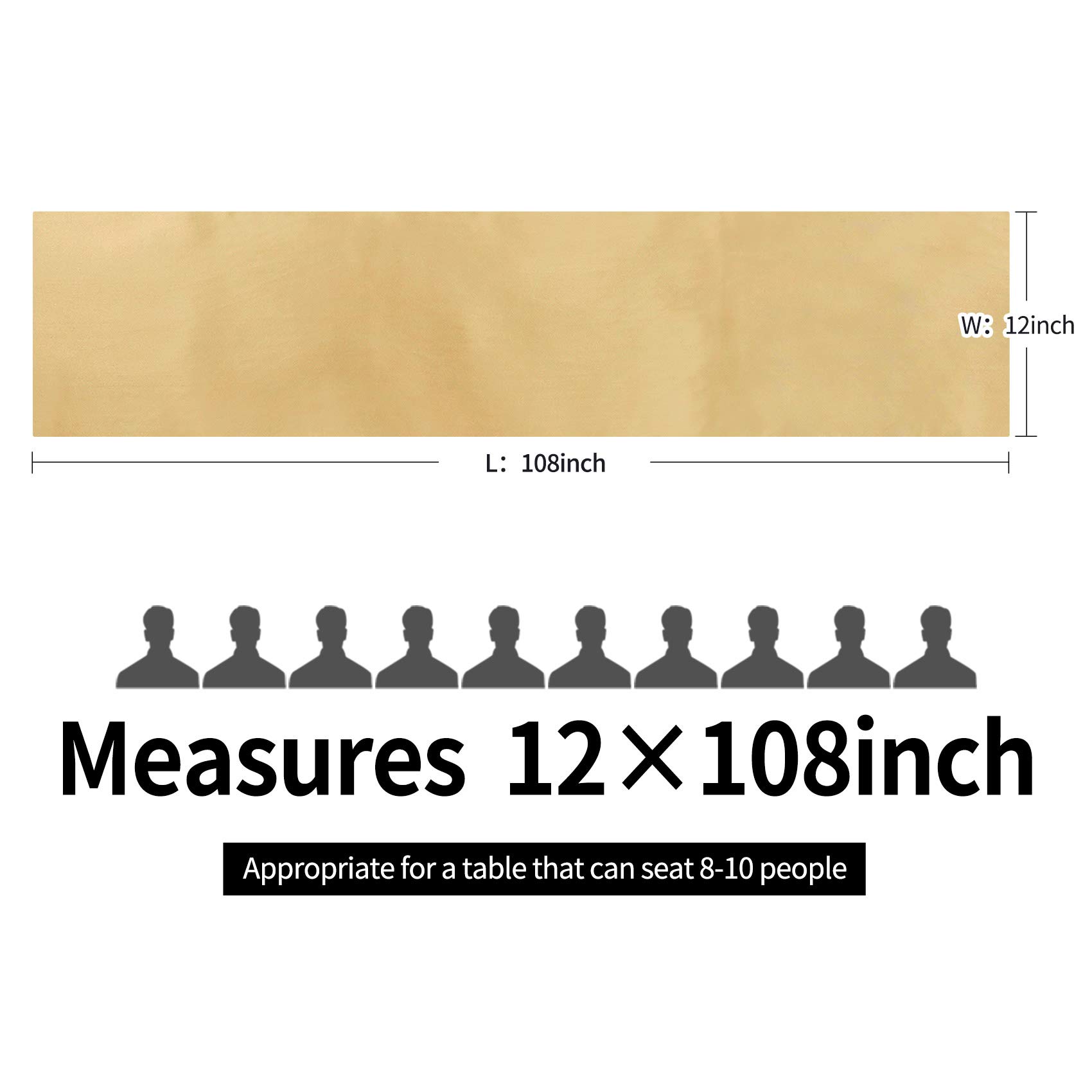 10-Pack Satin Table Runner Light Gold 12 x 108 inches Long, Table Runners for Wedding, Birthday Parties, Banquets Decorations（10 Pack, 12x108 Inch, Light Gold）
