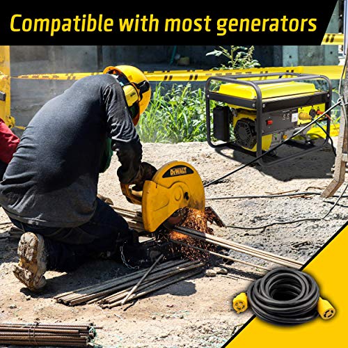 ClearMax 25 ft Generator Cord, 4 Prong Heavy Duty Power Extension Cord with Twist Lock Connector Plug, ETL Approved, 10AWG Wire, 30 Amps, Up to 7500 Watts 125V/250V AC