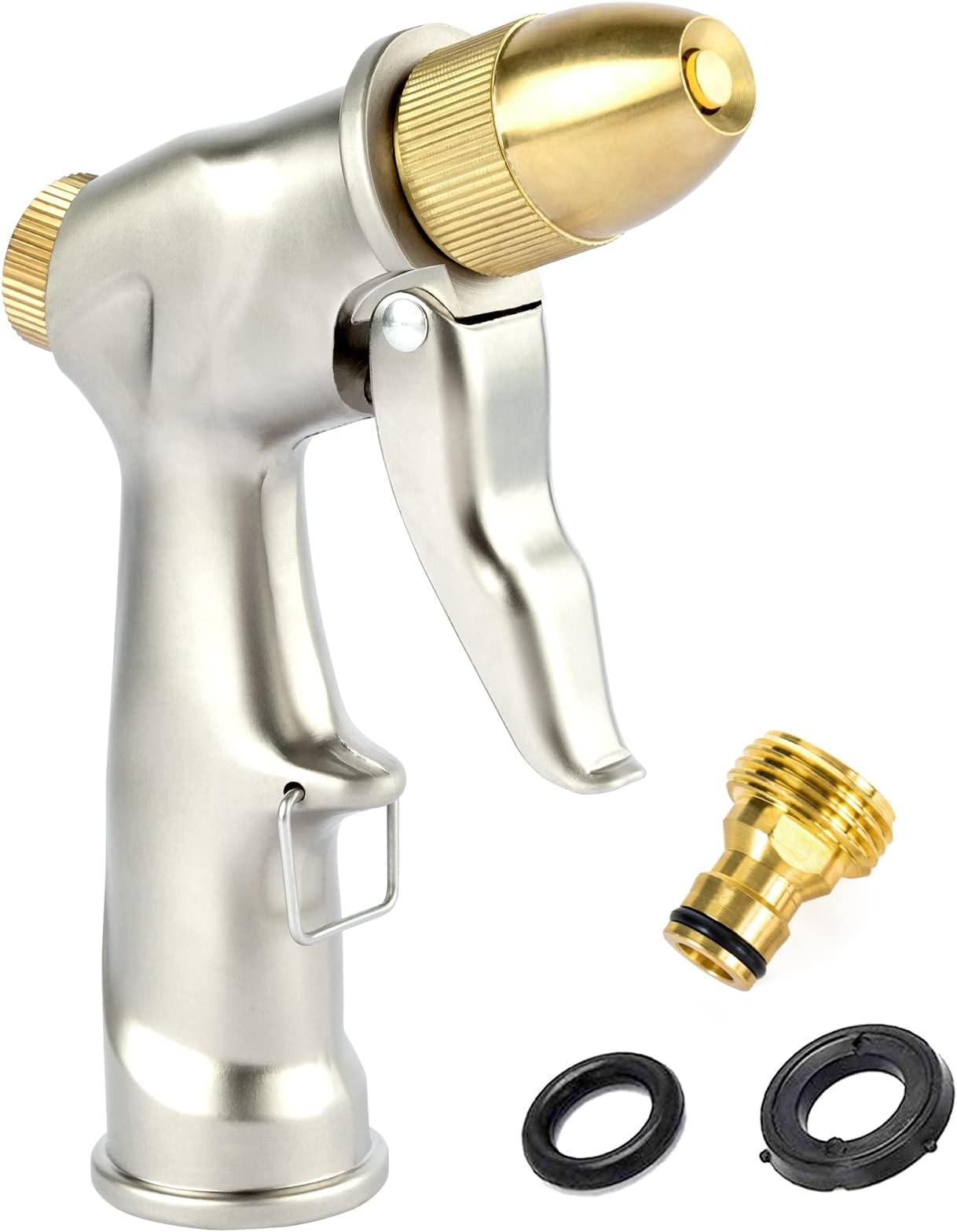 Garden Hose Sprayer, NORSMIC Garden Hose Nozzle Heavy Duty,Various Adjustable Flow Patterns, Water Hose Nozzle for Plant and Lawn Watering/Pet Bathing/Car Washing,High Pressure,Pure Metal