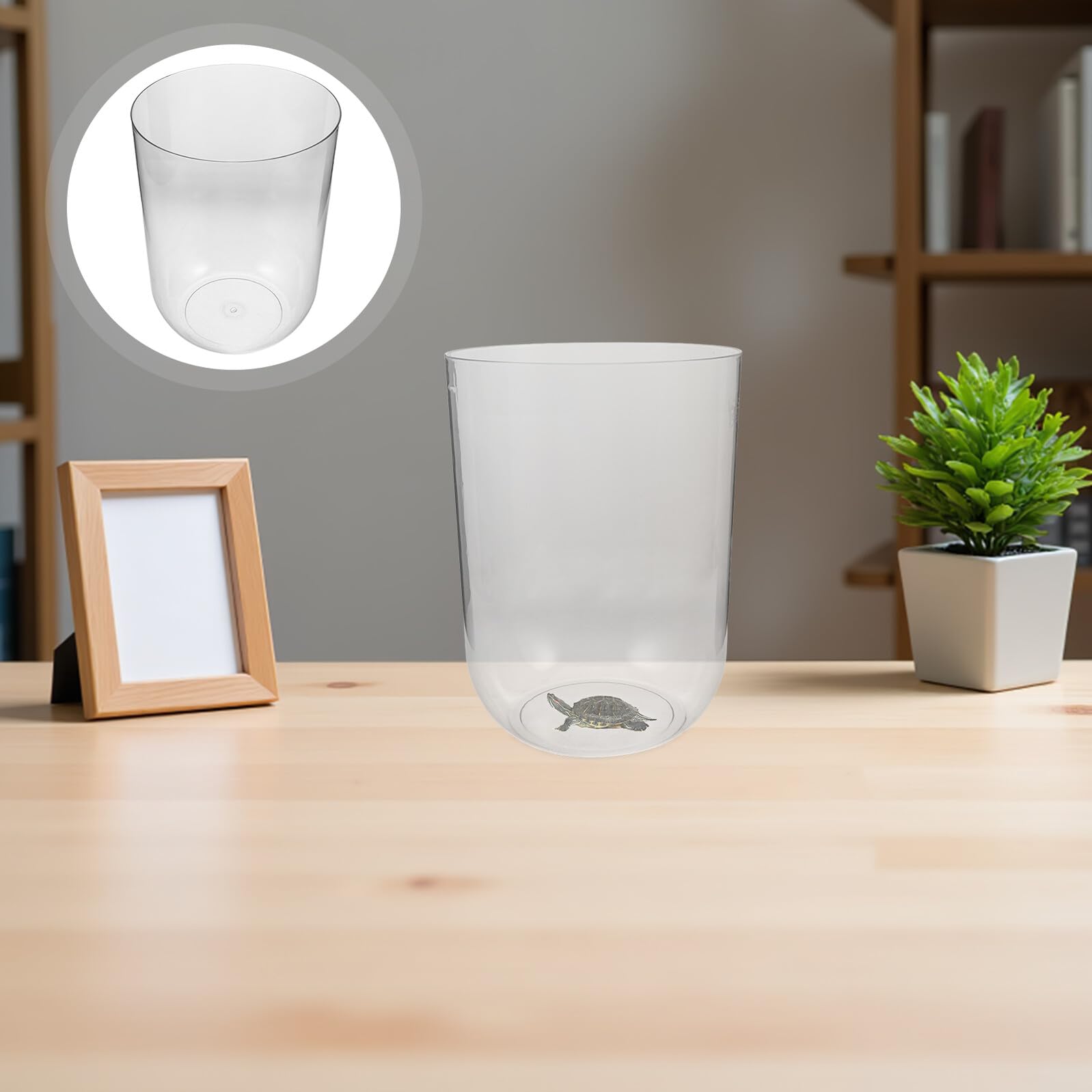 BESTonZON Aquarium Cylindrique en Plastique Pet Facile à Nettoyer 8l Design Créatif et Élégant pour Betta et Tortue pour Bureau et Débutant en Aquariophilie