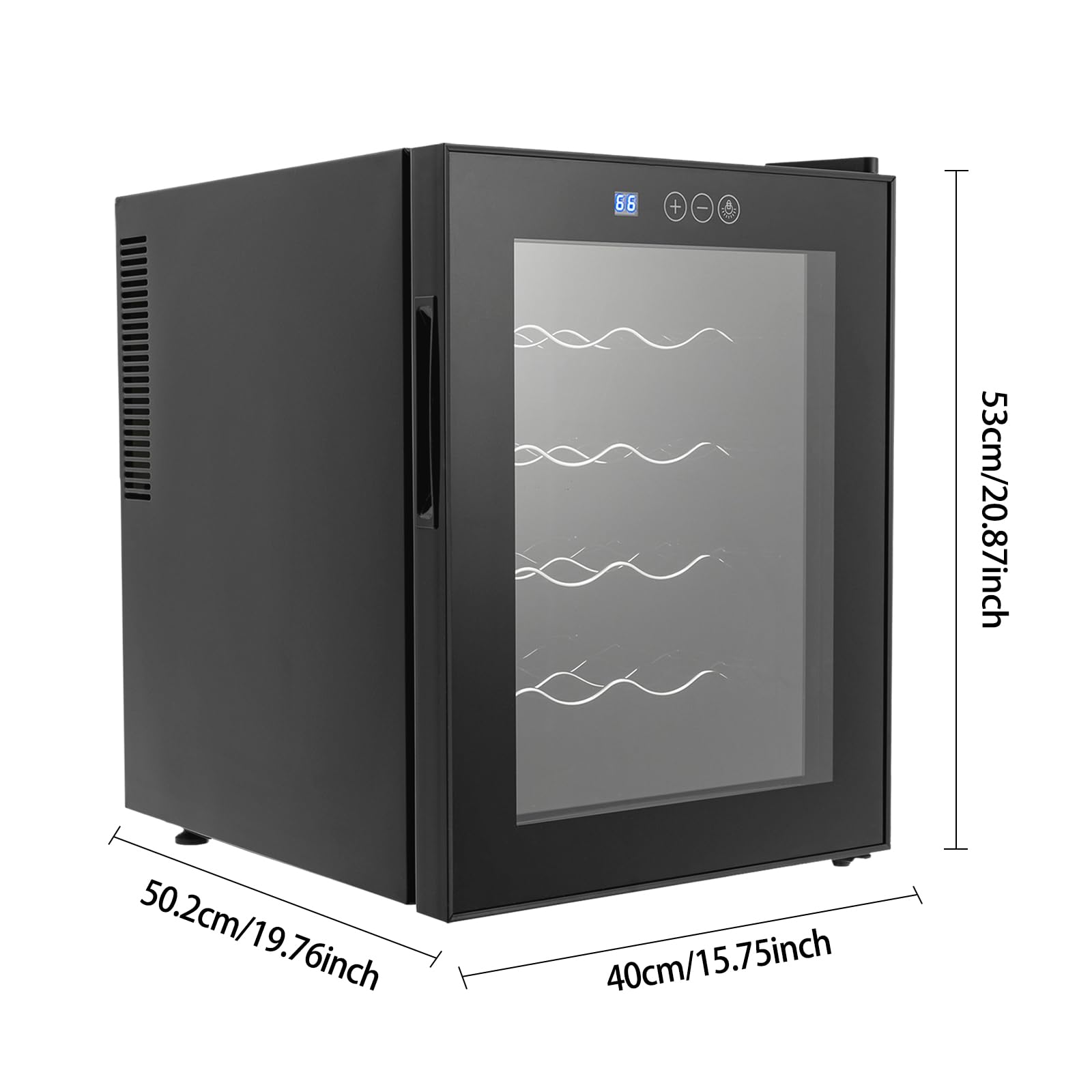 Frigorífico para vino (20 botellas, 48 litros, con puerta de cristal templado, pantalla LED, control táctil de 12 – 18 ℃, bajo dB, refrigerador de vino independiente, temperatura constante)