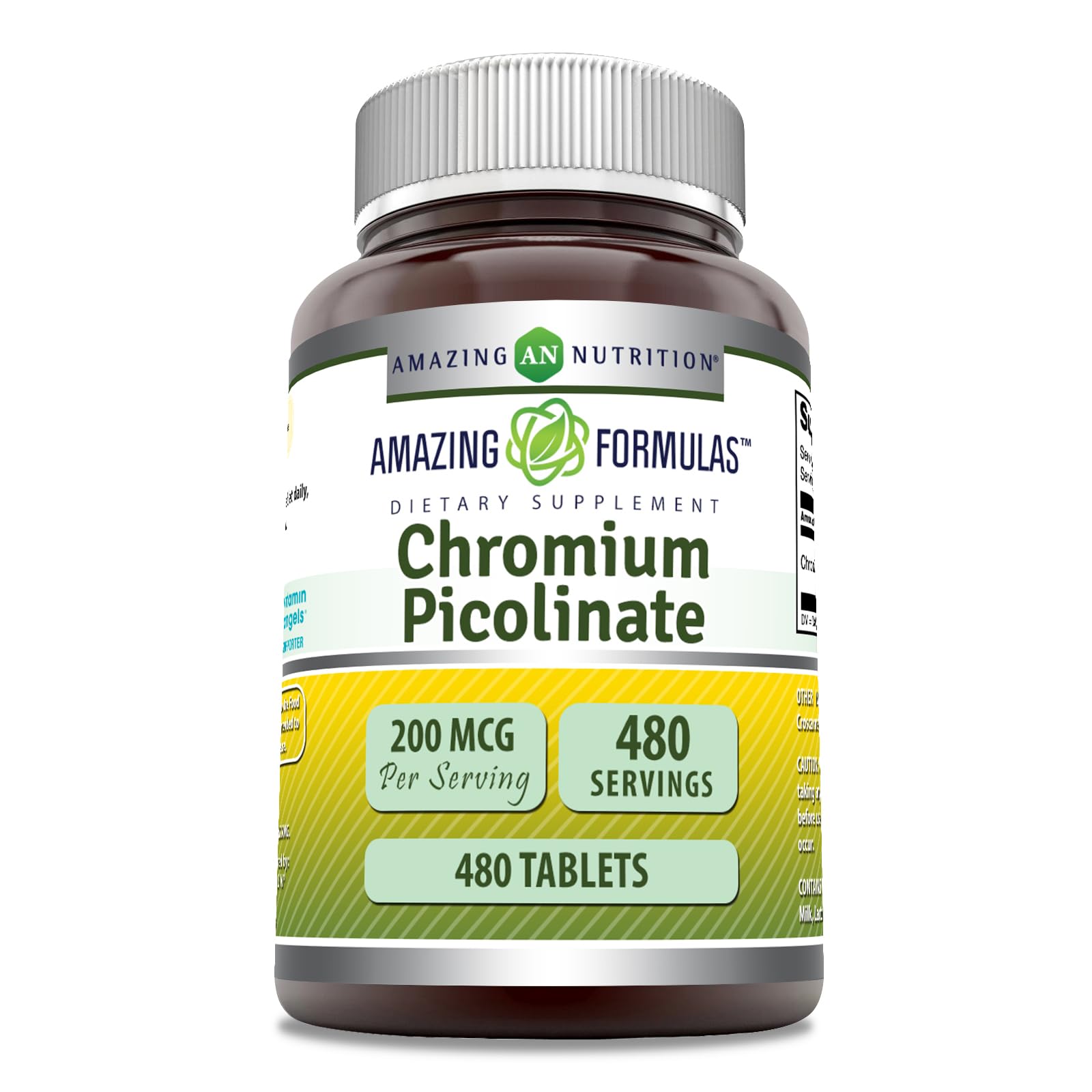 Amazing Formulas Chromium Picolinate Supplement 200 Mcg Per Serving Tablets Non-GMO Gluten Free Made in USA 480 Count
