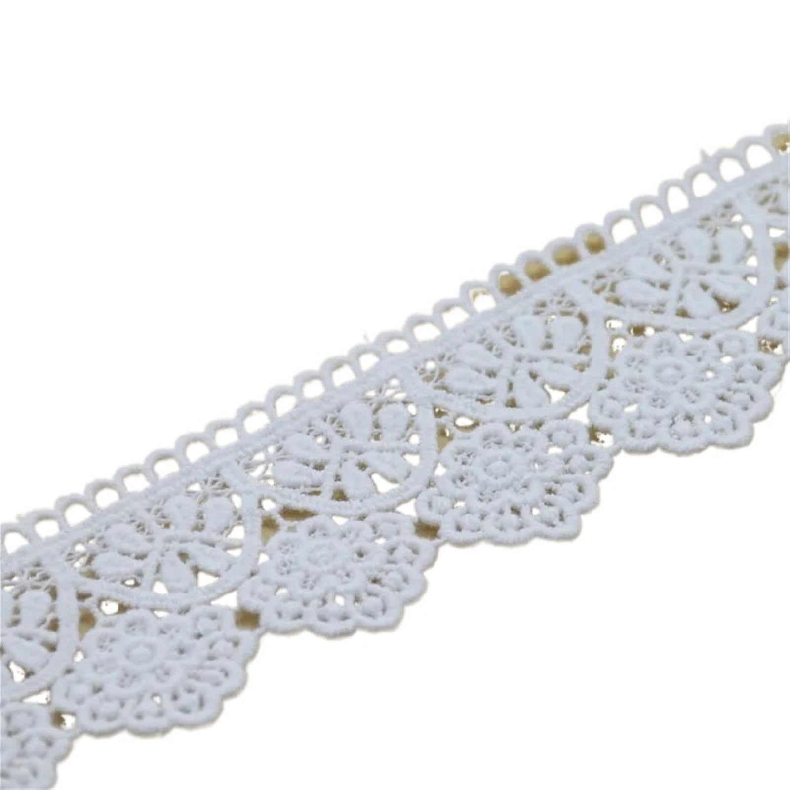 Encaje blanco de algodón de 3 yardas para costura y manualidades DIY