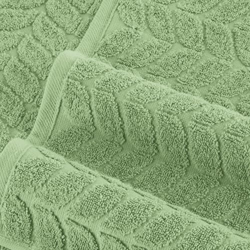 Image of Elegant Comfort Luxury 6-Piece 100% Turkish Cotton Jacquard Braided Textured Premium Hotel Quality Towel Set- Soft and Absorbent, Includes 2 Bath Towels, 2 Hand Towels and 2 Washcloths, Sage