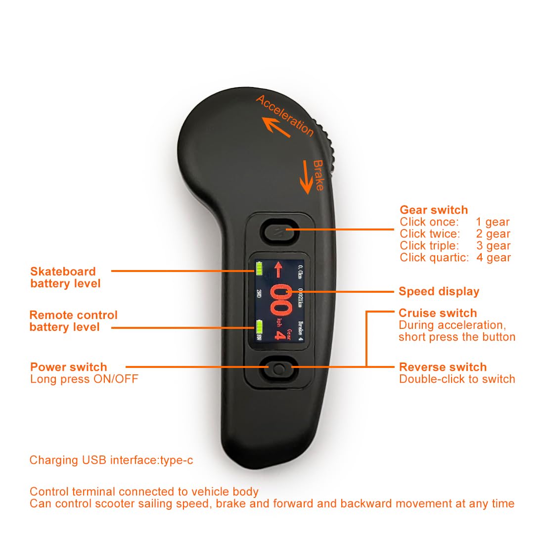 L-faster Color 2WD 4WD Electric Skateboard with LCD Screen Controller