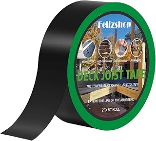 Felizshop Butyl Joist Tape 2" x 50'Deck Tape Weather Resistance Deck Joist Tape and Waterproof Self-Adhesive Flashing Tape for Joists Beams Building