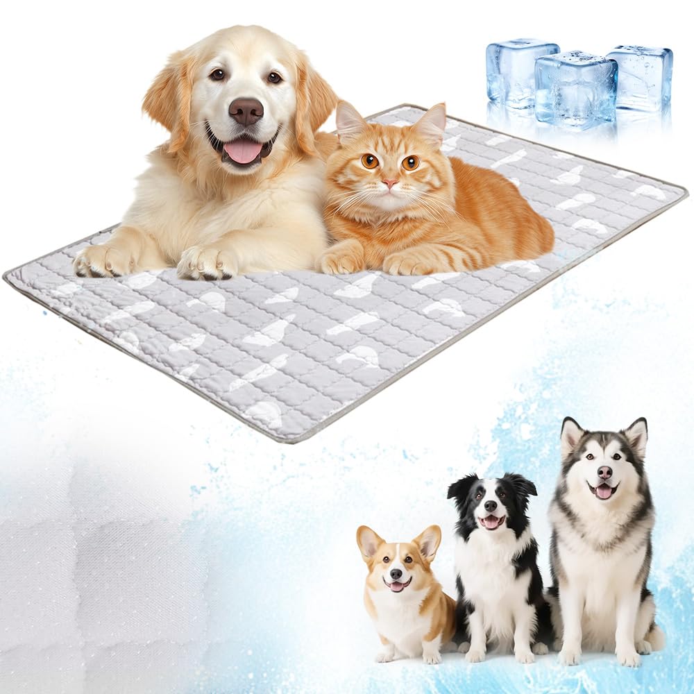KAMOJI 2025 New Dog Cooling Mat Pad, Summer Portable Cooler Outdoor Dog Cool Pad, Upgrade Washable Self-Cooling Mat for Dogs Cats for Crates, Sofas,