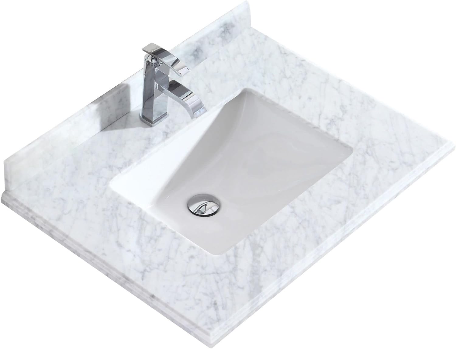 Miseno MVT-30-313SQ1H Forever 30" Marble Vanity Top with Backsplash - White Carrara Marble