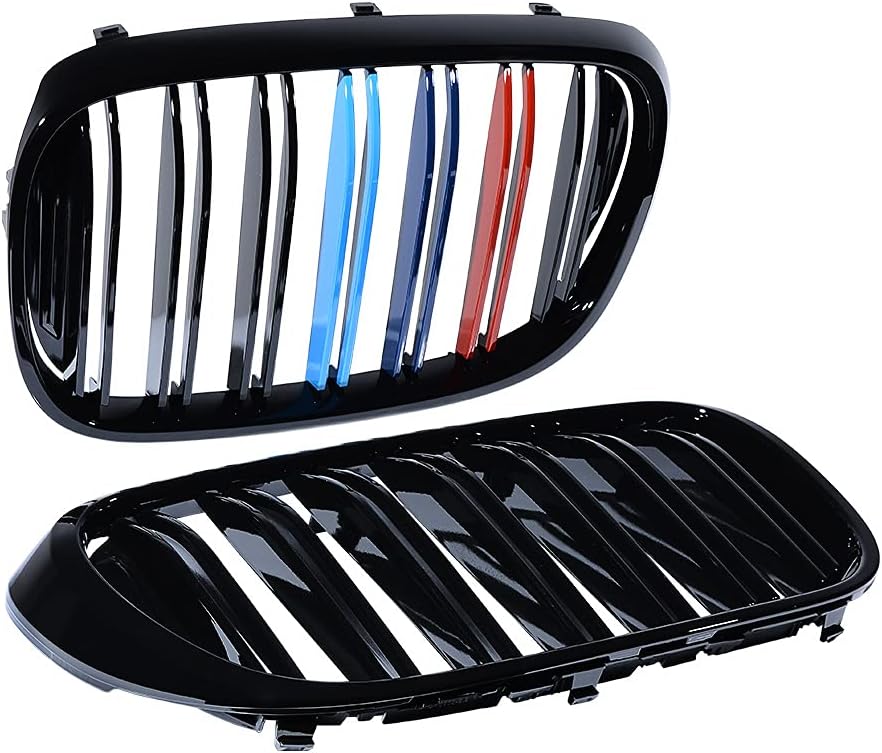 2X Left Right Front Kidney Grill Grille Double Line Sport Style M color Glossy Black Compatible with BMW G11 G12 7-Series 740i 750i 750Li 2016 2017 2018