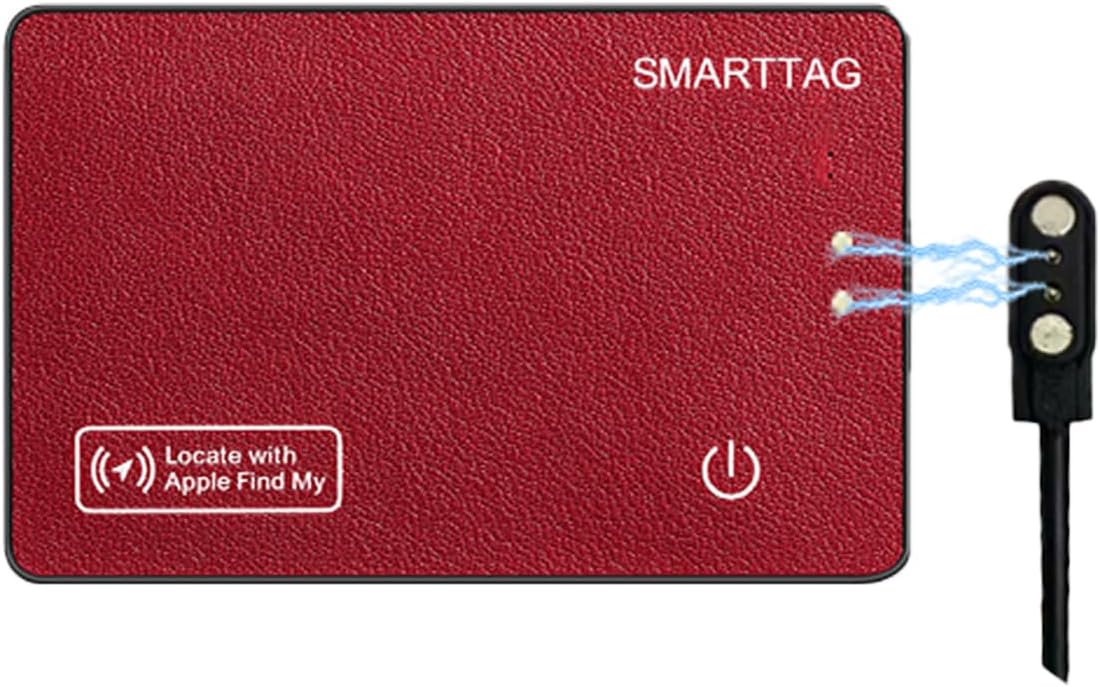 Wallet Tracker Card for Apple Find My (iOS Only) Compatible Smart Wallet Air Tag Tracking for Keys Luggage Anti-Loss Finder Tag Air Tags Card Magnetic Charging (Red/1PC)