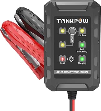 6V/12V 1.5A Automatic Battery Charger,Smart Battery Charger with Overcharge Protection,Trickle Charger Maintainer for Cars,Motorcycle,Lead-Acid&LithiumLiFePO4 Deep Cycle Batteries