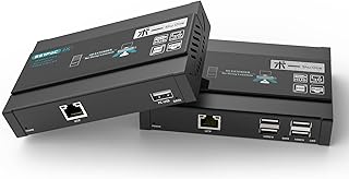 ShuOne 4K@60Hz KVM HDMI KVM USB Extender Over Cat5e/Cat6 Up to 60m (196Ft), 4 Ports USB,Lossless or Zero Latency, Plug&Play(Point to Point KVM Extender)
