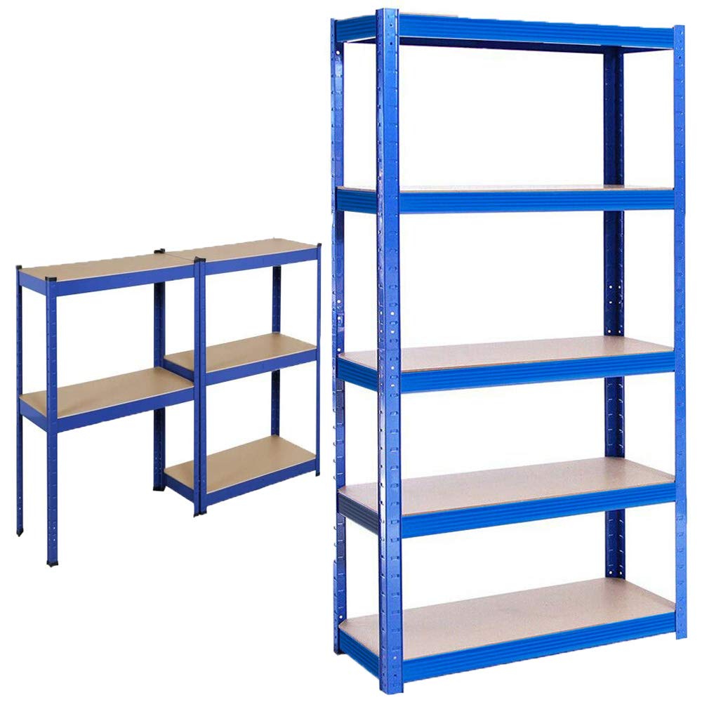 ANSIMIDA Heavy Duty 5 Tier Boltless Shelving Unit Greenhouse Garage Utility Home Storage Rack 1500x700x300mm, Blue