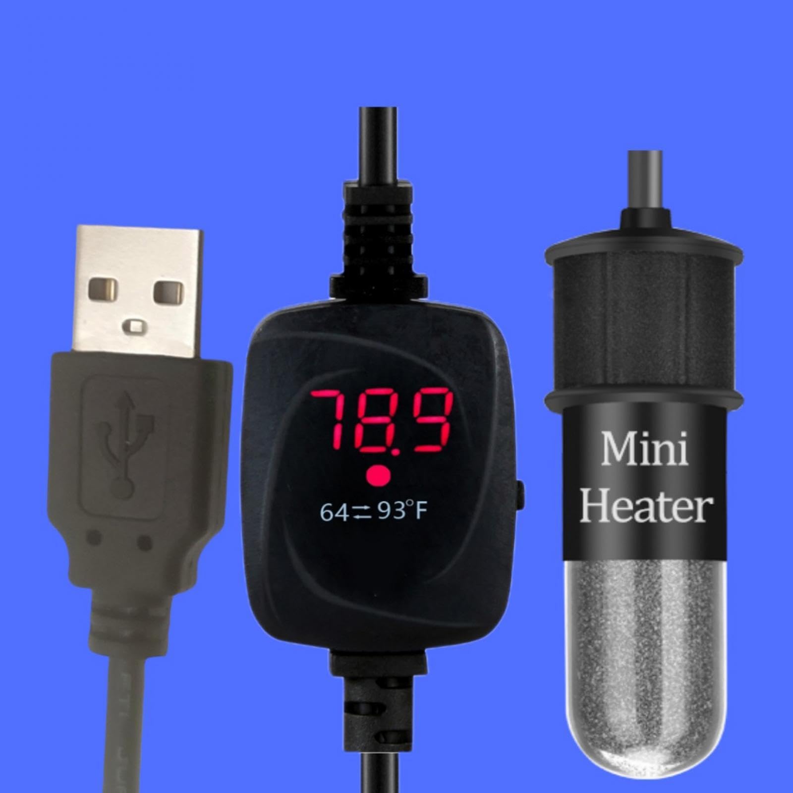 Calentador Digital para Acuario/Estanque con Termostato, Control Mediante Pantalla Táctil, Protección Y Cable Sumergible. Apto para Uso con Peces, farenheit Americano, Sin Corte de energía