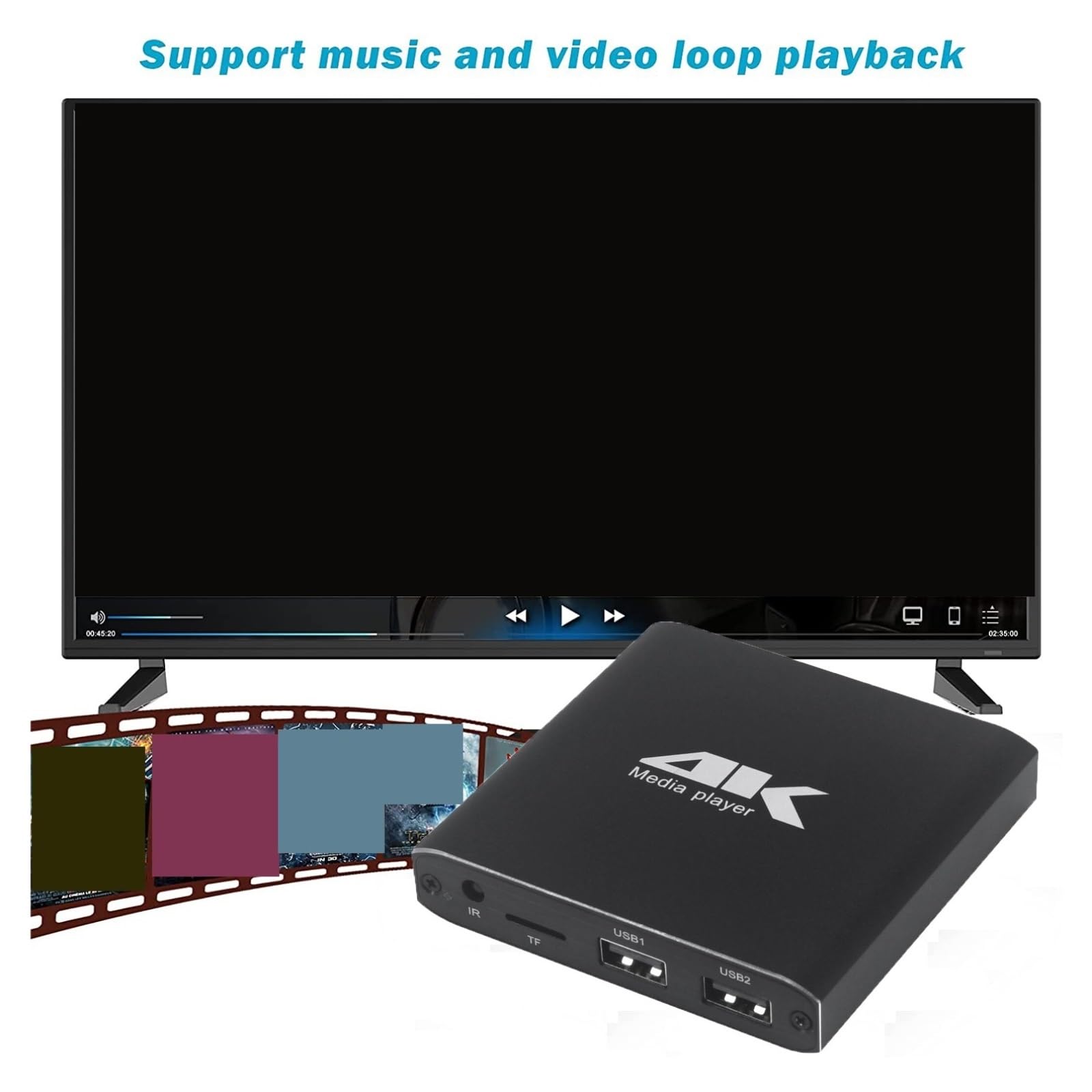 Odtwarzacz multimedialny Odtwarzacz reklamowy Automatyczne odtwarzanie w pętli z dyskiem Odtwarzacz multimedialny HD 1080P